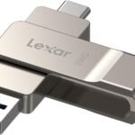 Lexar D40E 256GB Dual USB 3.2 Gen 1 Type-C Jump Drive, Champagne Silver