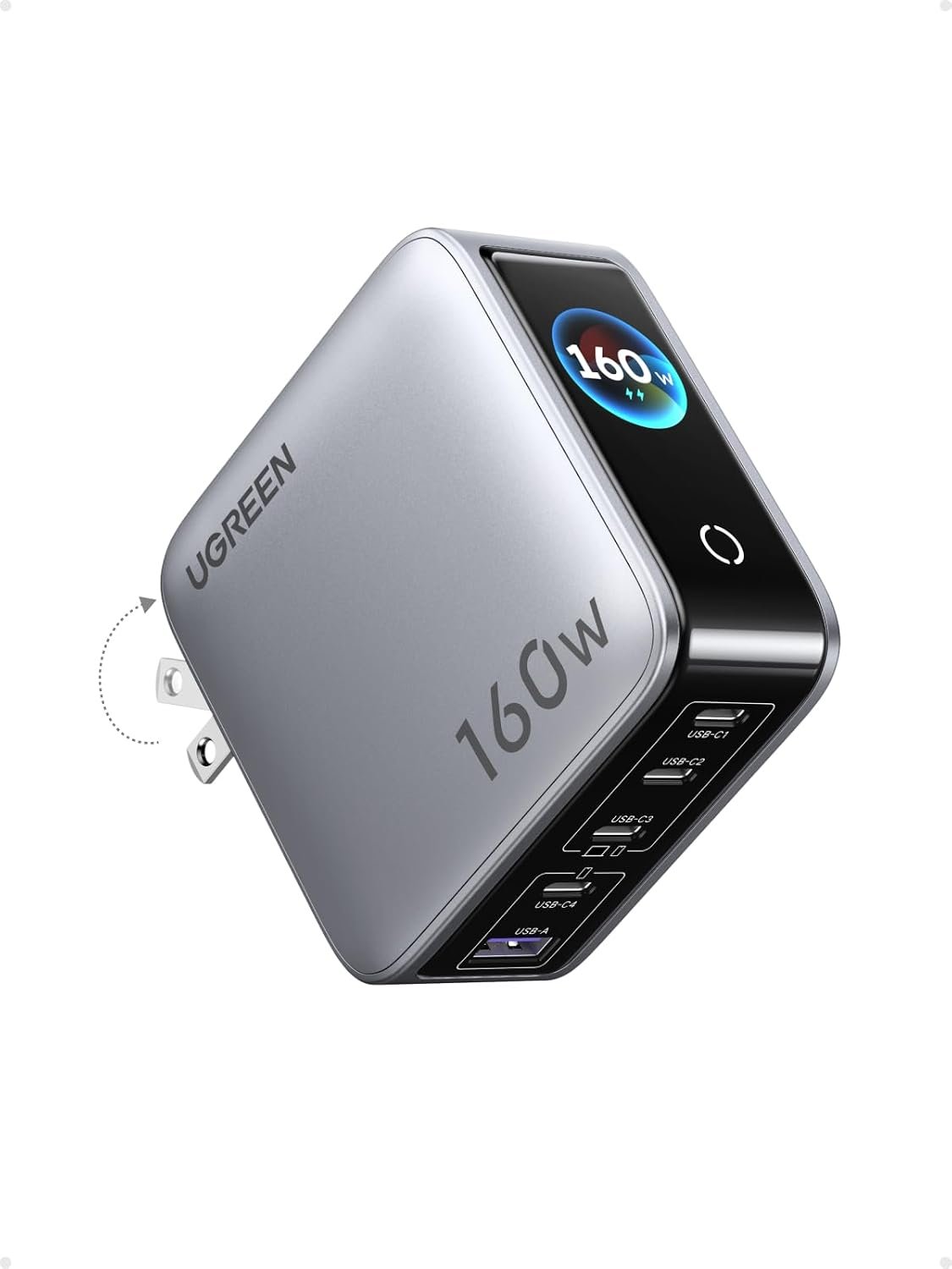 51NMLU5nJBL._AC_SL1500_ UGREEN Nexode Pro Charger, 160W GaN 5-Port Fast USB C Wall Charger Block, Type-C Charging with Smart Display & Touch Control Compatible for MacBook Pro/Air, iPhone 17/16 Series, iPad, Galaxy - Image 1