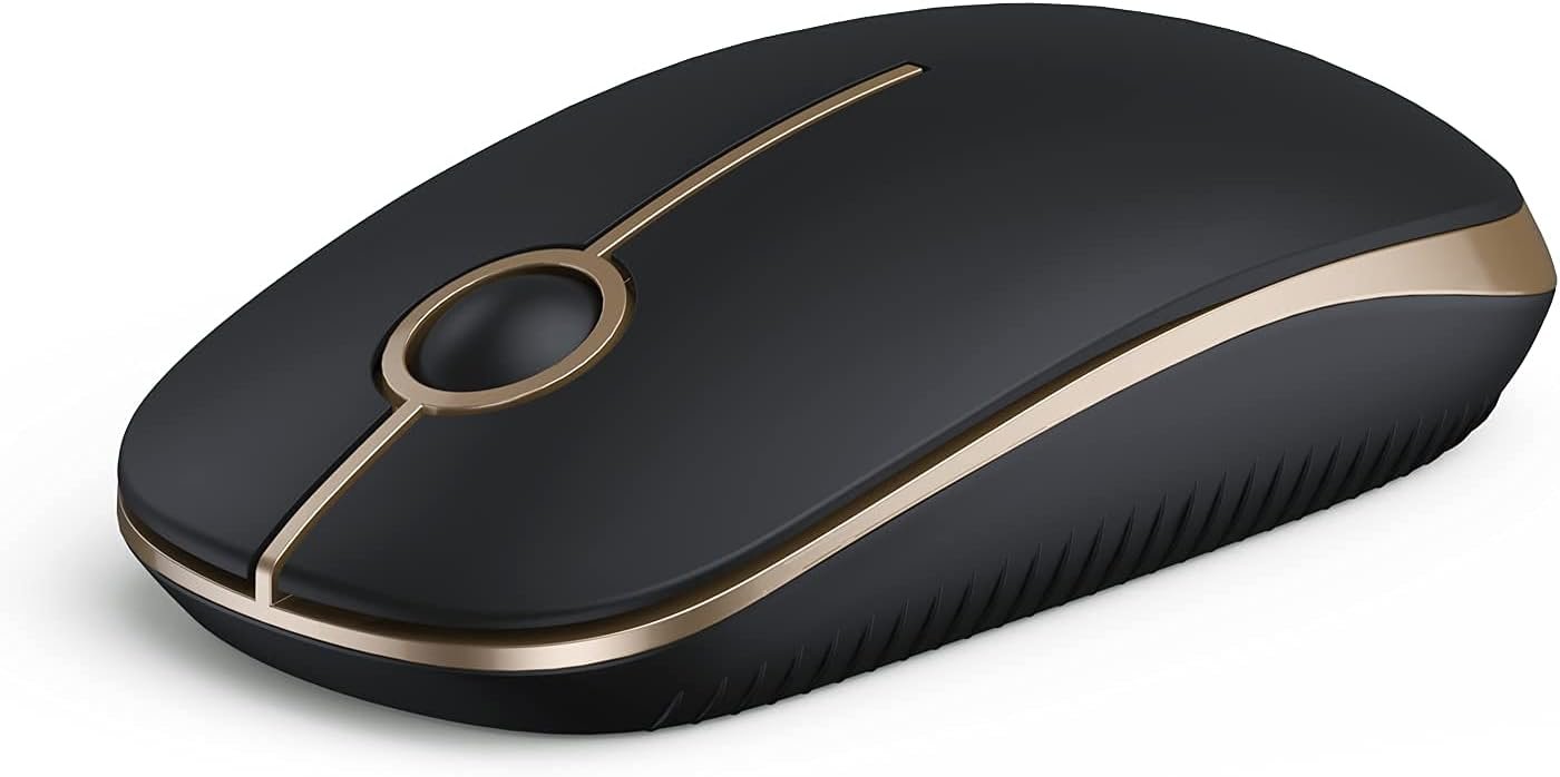 51dsuumz6HL._AC_SL1500_ VssoPlor Wireless Mouse, 2.4G Slim Computer Laptop Mouse, Black and Gold - Image 1