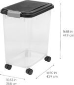 IRIS USA Airtight Pet Food Storage Rolling Container, 30 lb Capacity, Black - Image 3