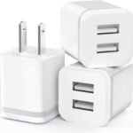 USB Wall Charger, LUOATIP 3-Pack 2.1A 5V Dual Port Cube Power Adapter Plug Block Charging Box Brick for iPhone 14 13 12 11 Pro Max SE XS XR X 8 7 6 6S Plus, Galaxy, LG, Moto, Android Phones