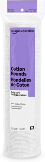 Amazon Essentials 100% Cotton Rounds, 100 Count (Previously Amazon Basics)