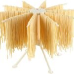 Ourokhome Collapsible Pasta Drying Rack, Plastic Foldable Homemade Fresh Spaghetti Stand Dryer Noodle Hanger for Kitchen with 10 Arms, Stable, Easy Storage, Quickly Set Up (White)