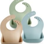 PandaEar Set of 3 Silicone Baby Bibs Waterproof, Soft, Unisex, 10-72 Months