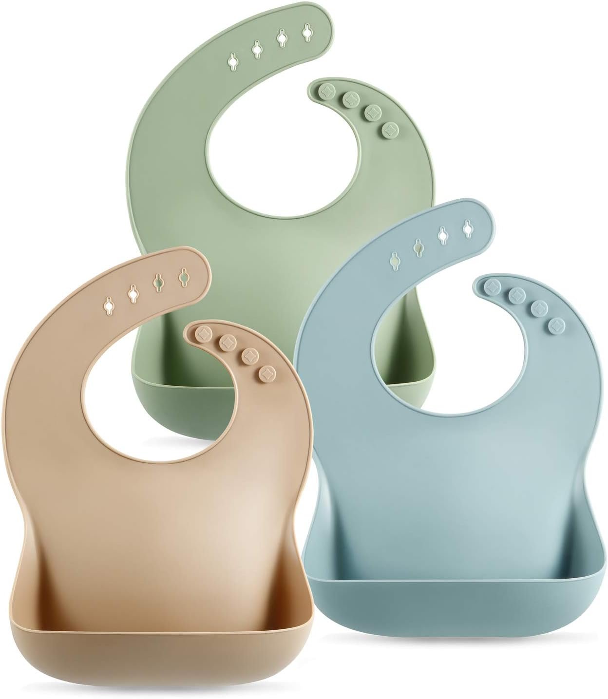 6140UNlasyL._AC_SL1500_ PandaEar Set of 3 Silicone Baby Bibs Waterproof, Soft, Unisex, 10-72 Months - Image 1