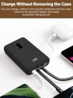 Case for Anker Zolo Power Bank 2025 20,000mAh 30W /45W A1681 /A1689 /A110M ,Silicone Protective Case , Shockproof Cover with LCD Display Visible, Anti-Lost Strap, Precision Cutouts for Charger (Black) - Image 4