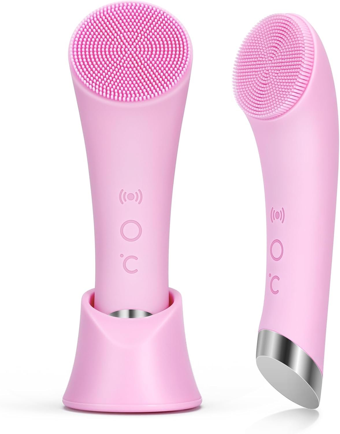 615YjrhJpAL._AC_SL1500_ PRITECH Facial Cleansing Brush, Rechargeable Silicone Face Scrubber with Heat Massage End, Vibrating Exfoliator Scrubber for Deep Cleaning, Waterproof Face Brush for Women and Men (Pink) - Image 1