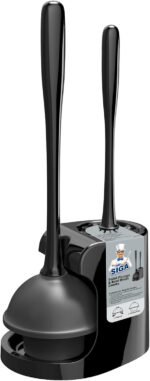 MR.SIGA Toilet Plunger and Bowl Brush Combo for Bathroom Cleaning, Black