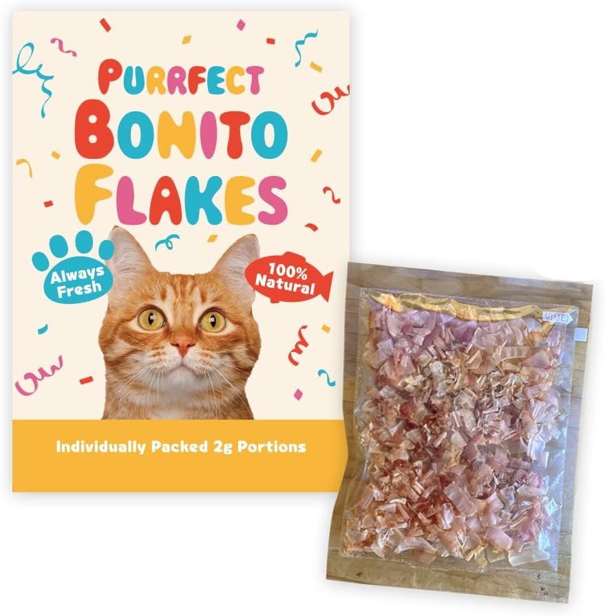 618tEvglMnL._AC_SL1000_ BAYU STORE Bonito Flakes for Cats, 100% Natural, 10 Individual 2 g Packs - Image 1