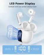 Wireless Earbuds, 2026 Bluetooth 5.4 Headphones Bass Stereo Ear Buds with Noise Cancelling Mic, LED Display in Ear Earphones 50H Playtime Ear Buds, IP7 Waterproof for Laptop Pad Phones Pure White - Image 2