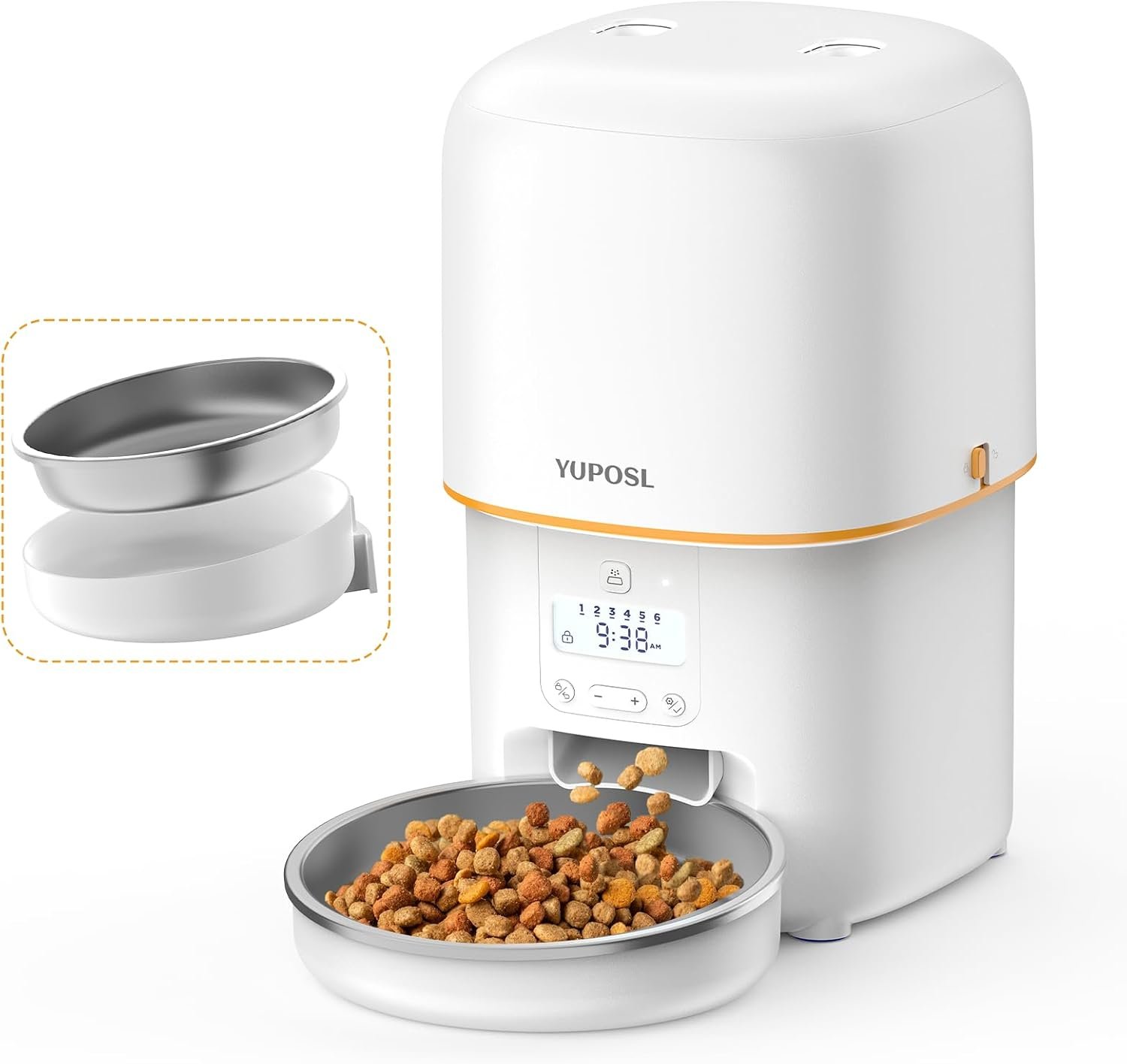 61Cd4fnesYL._AC_SL1500_ Automatic Cat Feeder, 3L Cat Food Dispenser with Anti-Jam Design, Over 180-day Battery Life, 1-6 Meals Per Day with Stainless Steel Cat Bowl, Keep Dry Food Fresh, Timed Pet Feeder Also for Small Dog - Image 1