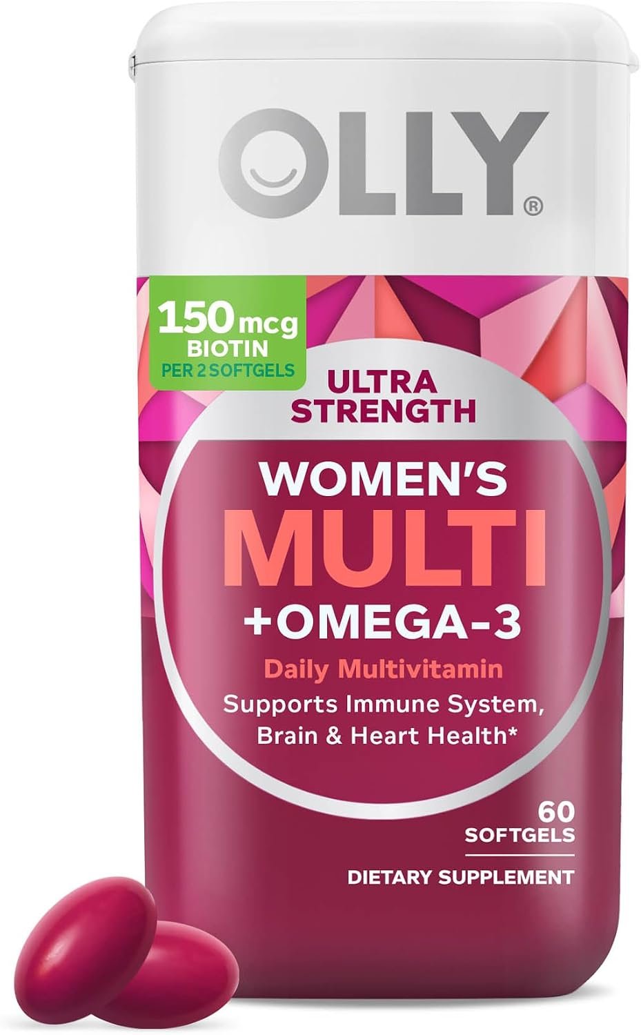 61Dn5ehJTLL._AC_SL1500_ OLLY Ultra Strength Women's Multivitamin Softgels, Omega-3s - 60 Count - Image 1