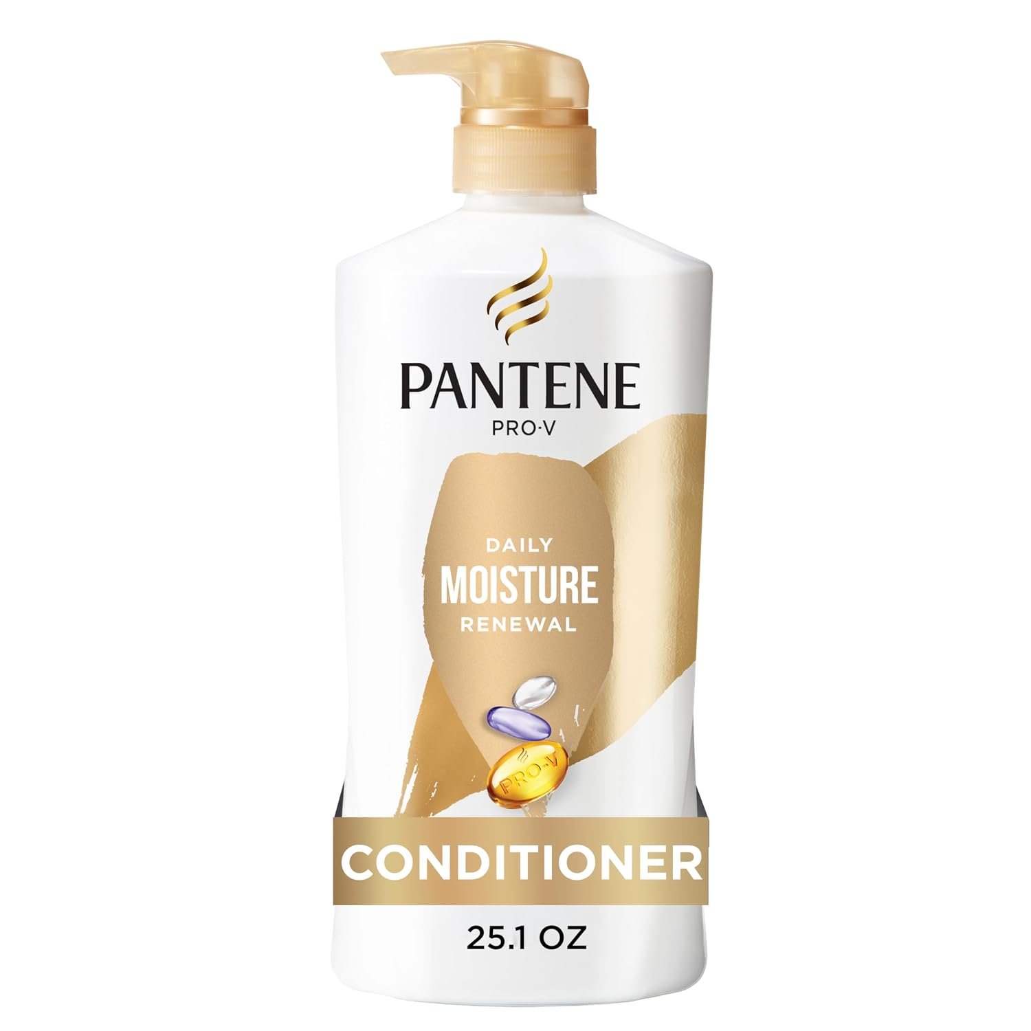 61E5YbtoBML._SL1500_ Pantene Conditioner, Daily Moisture Renewal - Pro-V Nutrients for Dry, Color-Treated, Straight to Curly Hair, 72 Hour Hydration & Softness, Paraben Free, Cleanses, Strengthens Bonds, 25.1 Fl Oz - Image 1