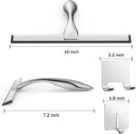 All-Purpose Stainless Steel Shower Squeegee for Shower Glass Door with 2 Adhesive Hooks, Bathroom Cleaner Tool Household Window Mirror Squeegee , Cleaning Tile Wall, Car, 10 Inch Silver - Image 2