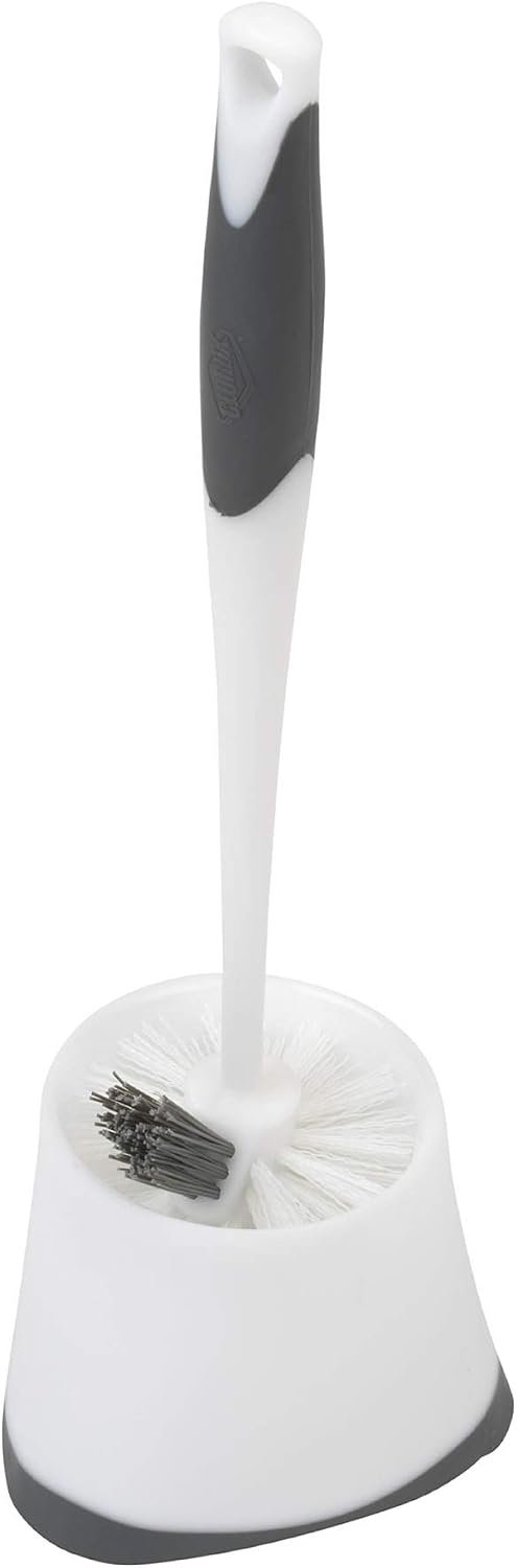 61GcSaqGBiL._AC_SL1500_ Clorox Corner Toilet Bowl Brush with Under Rim Scrubber, Includes Corner Storage Caddy, White - Image 1