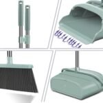 Upgrade Broom and Dustpan Set, Large Size and with Long Handle, Upright,Ideal for Indoor Outdoor Garage Kitchen Room Office Lobby Use (Green) - Image 3