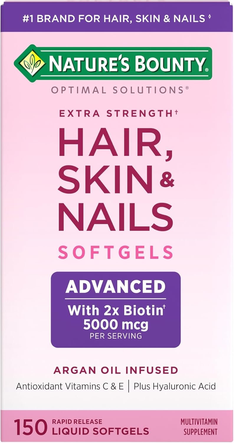61IkMUgpBWL._AC_SL1500_ Nature's Bounty Advanced Hair, Skin & Nails, 150 Rapid Release Softgels - Image 1