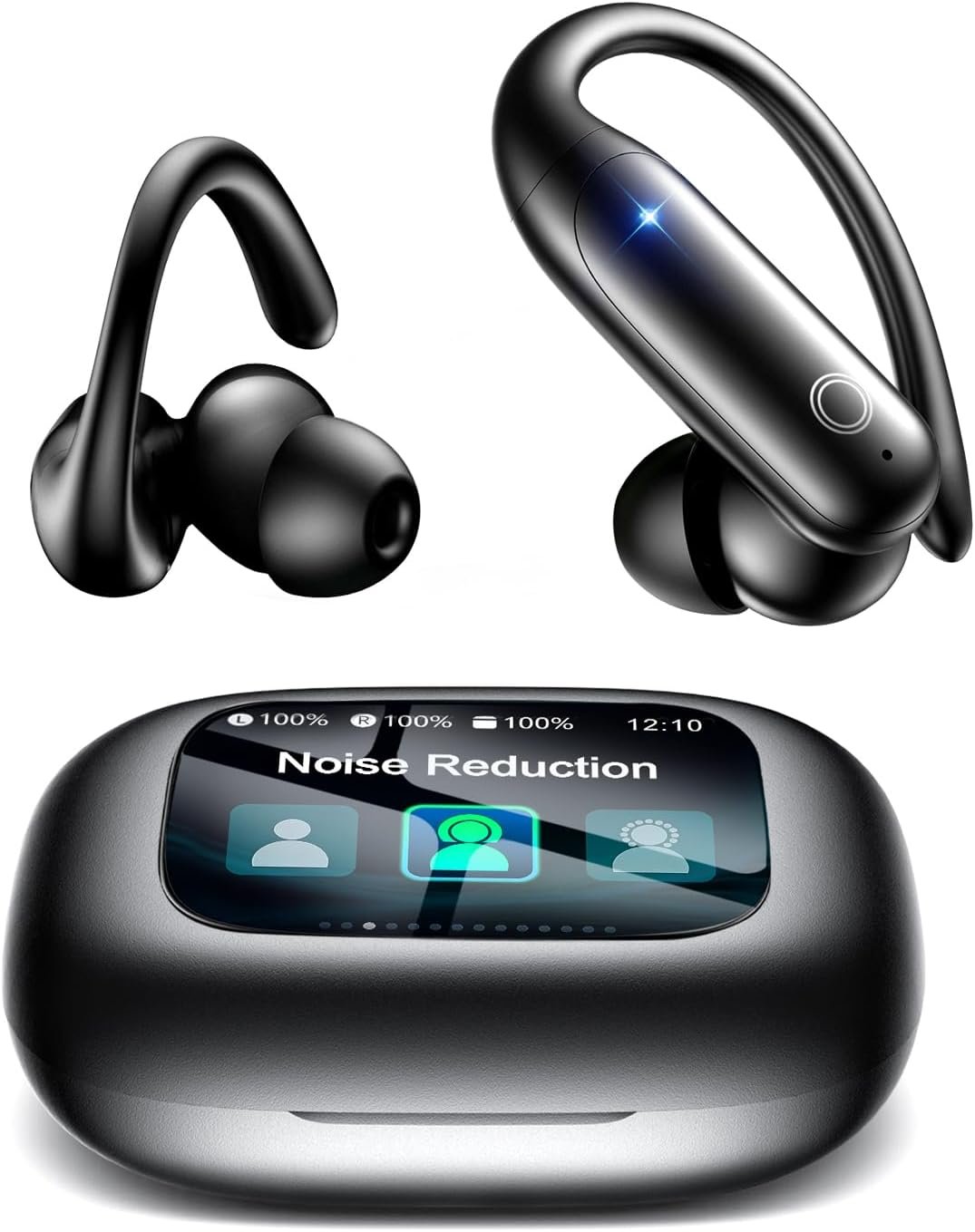 61J0vpqnUtL._AC_SL1500_ Wireless Earbuds Bluetooth 6.0 with ANC Touchscreen 40H Bass, Obsidian - Image 1