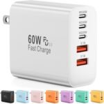 USB C Charger Block, 60W 5-Port Type C Charger Fast Charging Blocks