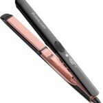 Annlary Hair Straightener 1 Inch Flat Iron and Curler 2 in 1 Titanium Ceramic Ionic Dual Voltage Straightener with Heat-Resistant Silicone, for Less Frizz, Shinier & Smoother