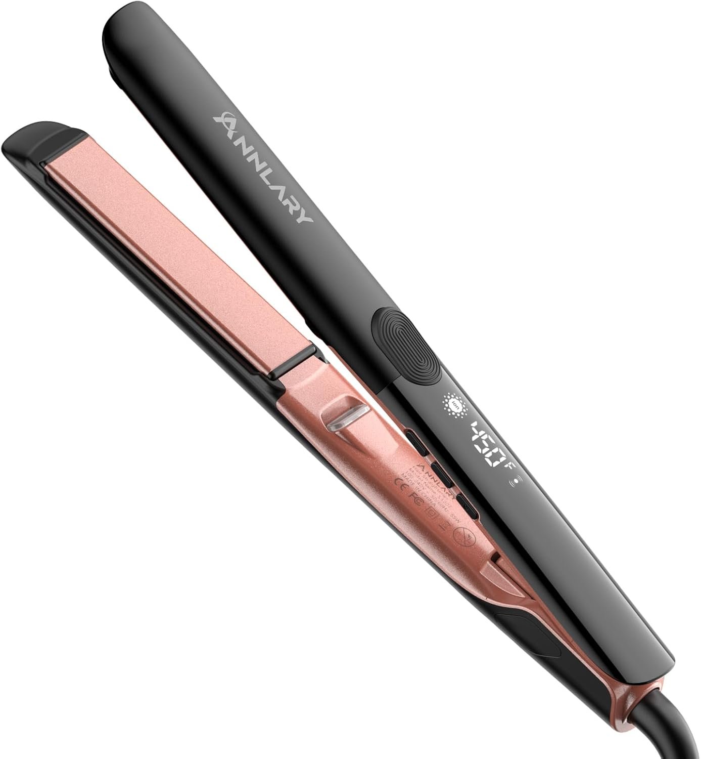 61K2IXTjl2L._AC_SL1500_ Annlary Hair Straightener 1 Inch Flat Iron and Curler 2 in 1 Titanium Ceramic Ionic Dual Voltage Straightener with Heat-Resistant Silicone, for Less Frizz, Shinier & Smoother - Image 1
