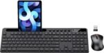 MARVO Wirelss Keyboard and Mouse Combo with Phone Holder, Full-Size, Black