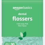 Amazon Basics Mint Dental Flossers, Shred Resistant, Slides Easily Between Teeth, with Fold-Away Pick, 90 Count, 1-Pack (Previously Solimo)