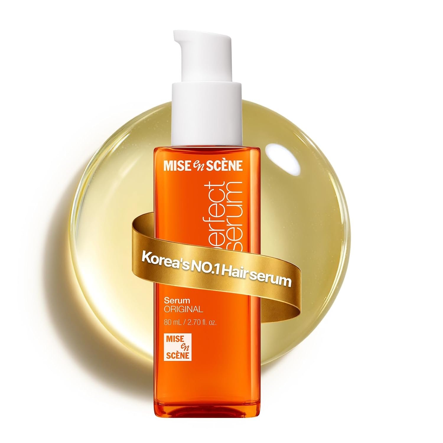 61SF6T43rvL._SL1500_ Mise En Scene Perfect Serum Original - Heat Protectant Hair Oil for Frizzy & Dry | Argan Oil | Visibly Smooths & Softens | Add Shine All Hair Types | Damage Repair | Fruity Floral Scent, 2.7 Fl Oz. - Image 1