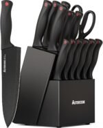 Astercook Knife Set for Kitchen with Block and Sharpener 15pcs German