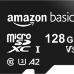 Amazon Basics microSDXC Memory Card with Full Size Adapter, A2, U3, Read Speed up to 100 MB/s, 128GB, Black