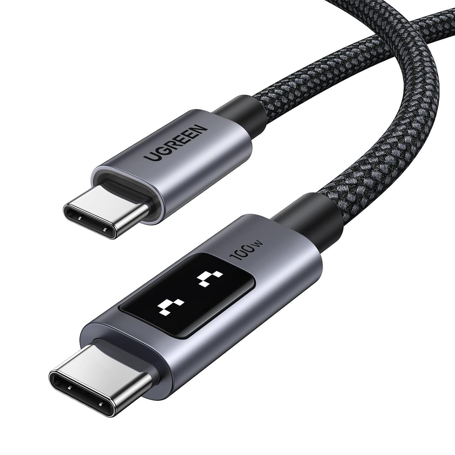 61XC0rfC98L._SL1500_ UGREEN Uno USB C Cable 100W with LED Display, Fast Charging, 6.6ft, Black - Image 1