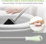 AONEZ Compact Toilet Brush & Holder, Stainless Steel Handle, Space Saving for Storage, Deep Cleaning, Drip-Proof, Easy to Assemble, Nylon Bristles, White & Grey - Image 4
