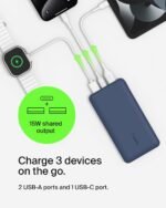 Belkin 10000mAh 15W 3 Port Power Bank, USB A to USB C Cable Included - Image 4