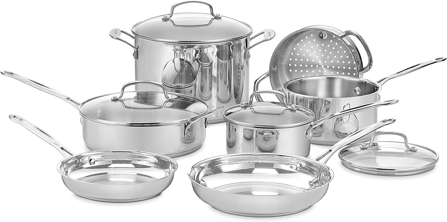 61c04TQQ2sL._AC_SL1500_ Cuisinart Chef's Classic Stainless Steel Pots and Pans Set, 11 pc, 77-11G - Image 1