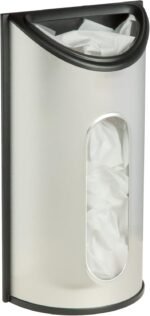 Honey-Can-Do Stainless Steel Plastic Bag Saver & Trash Bag Dispenser, Wall-Mounted Plastic Bag Organizer for Kitchen, Pantry, Garage, Durable Stainless Steel Storage for Grocery Bags and Space-Saving