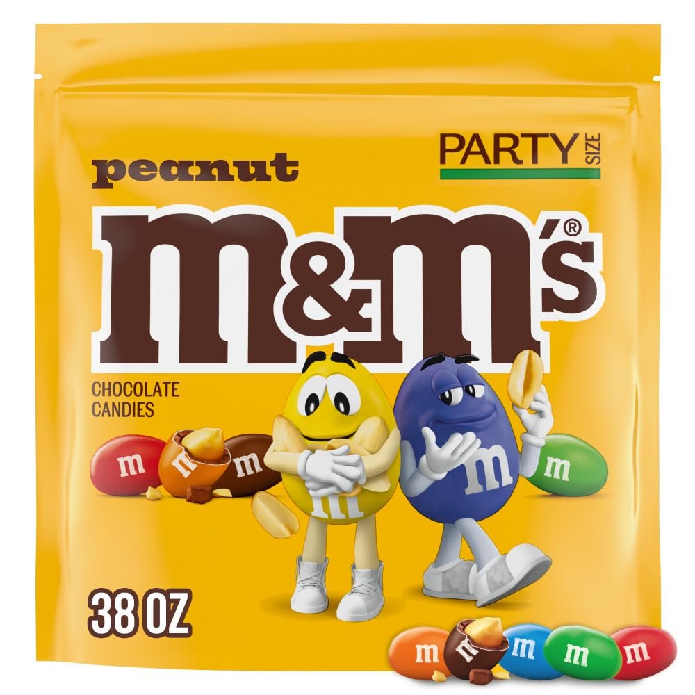 61dt6hKoc2L._SL1000_ M&M'S Peanut Milk Chocolate Candy Bulk Pack, Party Size, 38 oz Bag - Image 1