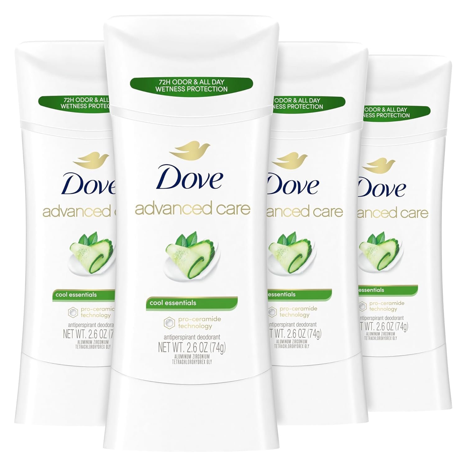 61eJ8CsWVML._SL1500_ Dove Advanced Care Antiperspirant Deodorant Stick Cool Essentials 4 ct for helping your skin barrier repair after shaving 72 hour odor control and sweat protection with Pro Ceramide Technology 2.6 oz - Image 1