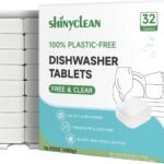 100% Plastic-Free Dishwasher Tablets, Free & Clear, 32 Count