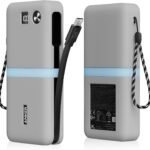 YWXTW Silicone Case for Anker Power Bank (20,000mAh/87W) - Shockproof Drop-Resistant, Travel Protective Cover with Lanyard | LCD Display Visible | Impact Protection for Anker Power Bank A1383 (Grey)