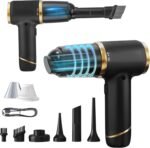 DUCK PATO Handheld Vacuum Cleaner with 15000PA Powerful Suction Force, Wireless Vacuum Cleaner, Portable Vehicle-Mounted Vacuum Cleaner, Suitable for Home and car, Black