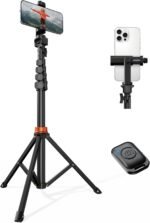VIMOSE 66" Phone Tripod, Tripod for iPhone with Remote & Phone Stand