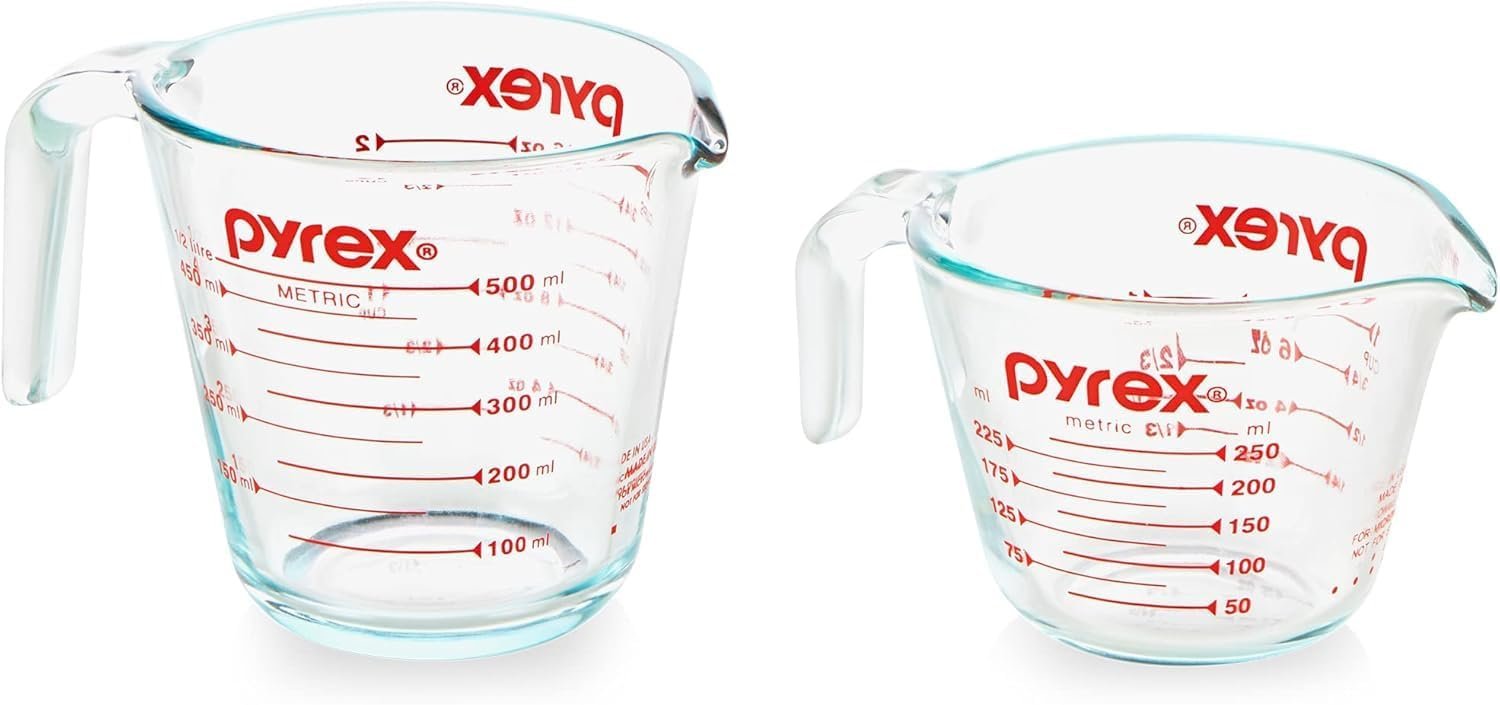61oNa1XDV2L._AC_SL1500_ Pyrex Essentials (2-Pack) Glass Measuring Cups Set (1 & 2 Cup) - Image 1