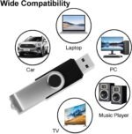 Swivel Design 16GB USB Flash Drive with Keychain, USB 2.0 Portable Thumb Drive Memory Stick, FAT32 Format Flashdrive for Data Storage, Photos, Music, Files (Black, 16 GB) - Image 2