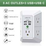 Wall Charger, Surge Protector, QINLIANF 5 Outlet Extender with 4 USB Ports - Image 2