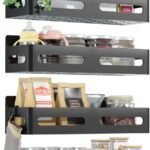 Sevenblue 4-Pack Magnetic Spice Rack for Refrigerator with Hooks, Black