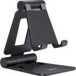 Nulaxy Full Aluminum Dual Folding Cell Phone Stand for Desk, Black