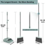 Upgrade Broom and Dustpan Set, Large Size and with Long Handle, Upright,Ideal for Indoor Outdoor Garage Kitchen Room Office Lobby Use (Green) - Image 2