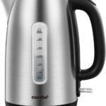 COMFEE' Stainless Steel Electric Kettle, 1.7 Liter Tea Kettle Electric & Hot Water Kettle, 1500W Fast Boil with LED Light, Auto Shut-Off and Boil-Dry Protection
