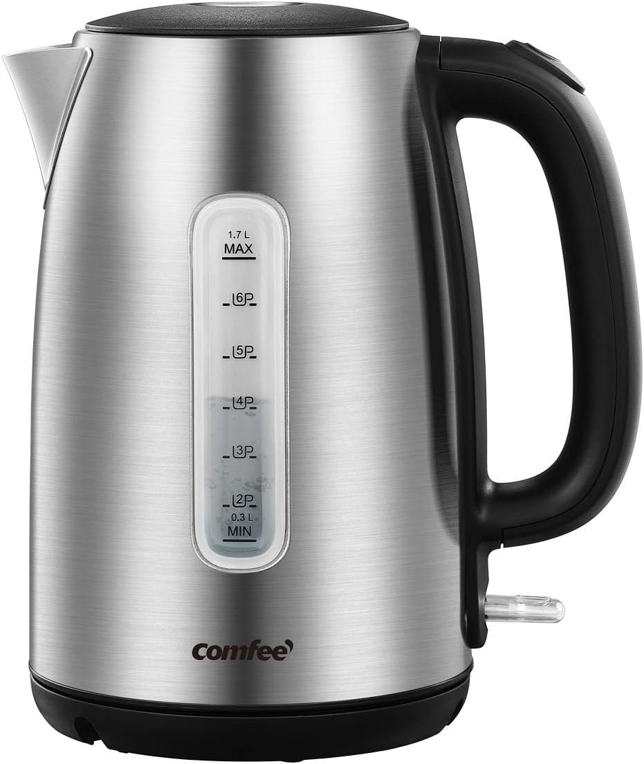 61urxjK6SbL._AC_SL1200_ COMFEE' Stainless Steel Electric Kettle, 1.7 Liter Tea Kettle Electric & Hot Water Kettle, 1500W Fast Boil with LED Light, Auto Shut-Off and Boil-Dry Protection - Image 1