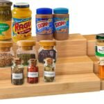 Spice Rack Kitchen Cabinet Organizer- 3 Tier Bamboo Expandable Display Shelf Yellow